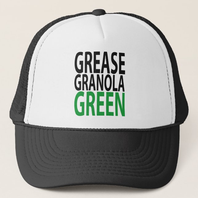 grease, granola, GREEN! Trucker Hat (Front)