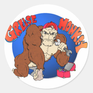 Grease Monkey Classic Round Sticker