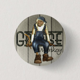 Grease Monkey Mechanics Pin-Back Badge 1 Inch Round Button