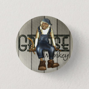 Grease Monkey Mechanics Pin-Back Badge 1 Inch Round Button
