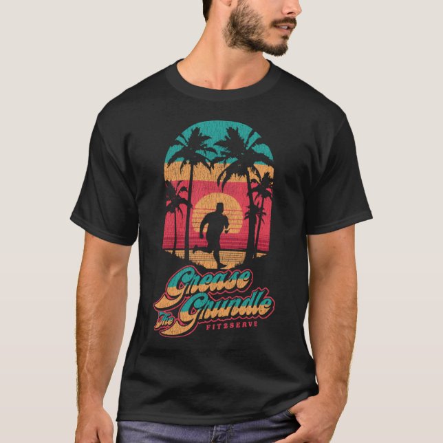 Grease The Grundle  Distressed 90s Running FIT2SER T-Shirt (Front)