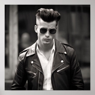 Greaser Punk Guy in Sunglasses Poster
