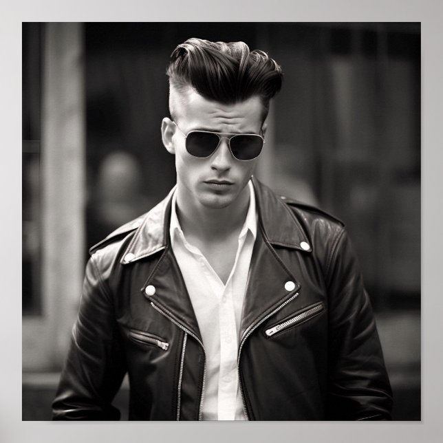 Greaser Punk Guy in Sunglasses Poster (Front)
