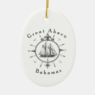 Great Abaco Bahamas Nautical Sailing Compass sail Ceramic Ornament