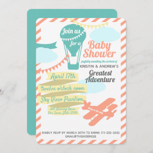 Great Adventure Hot Air Balloon and Airplane Invitation