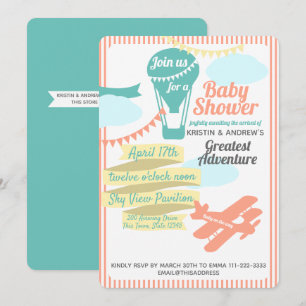 Great Adventure Hot Air Balloon and Airplane Invitation
