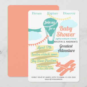 Great Adventure Hot Air Balloon and Airplane Invitation
