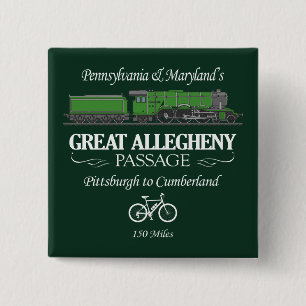 Great Allegheny Passage (RT2) 2 Inch Square Button