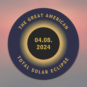 Great American Total Solar Eclipse 8 April, 2024 Classic Round Sticker