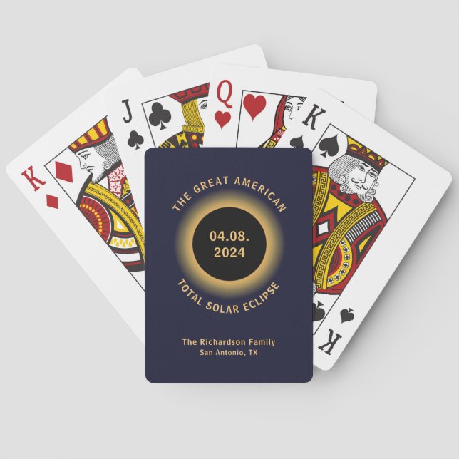 Great American Total Solar Eclipse 8 April, 2024 Playing Cards (Back)