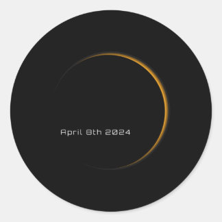 Great American Total Solar Eclipse April 8 2024 To Classic Round Sticker