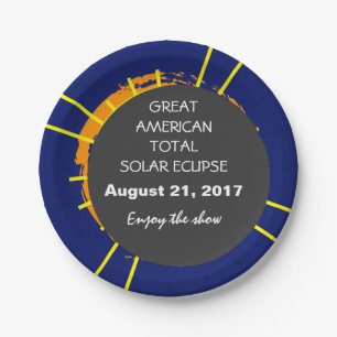 Great American Total Solar Eclipse customizable Paper Plate