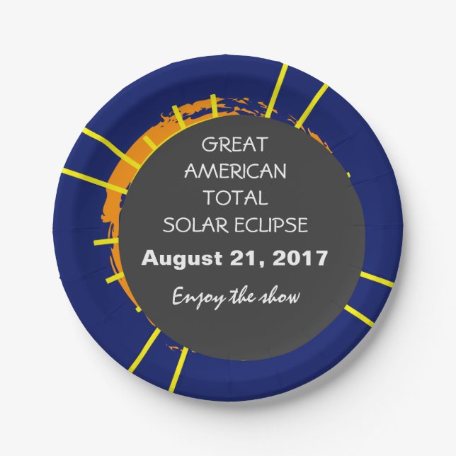 Great American Total Solar Eclipse customizable Paper Plate (Front)