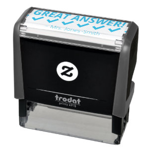 "GREAT ANSWER!" + Custom Tutor Name Self-inking Stamp