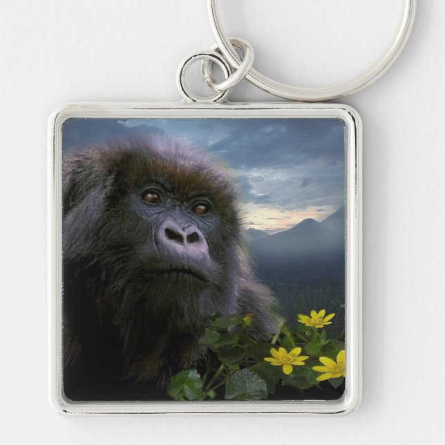 Great Apes Gorilla Primate Wildlife Keychain (Front)