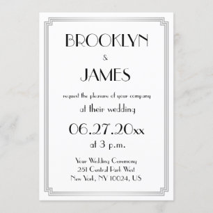 Great Art Deco Silver Wedding Invitations