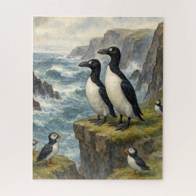 Great Auk Wild Coastal Scene Jigsaw Puzzle (Vertical)