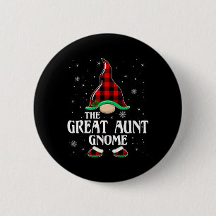 Great Aunt Gnome Buffalo Plaid Family Group Christ 2 Inch Round Button