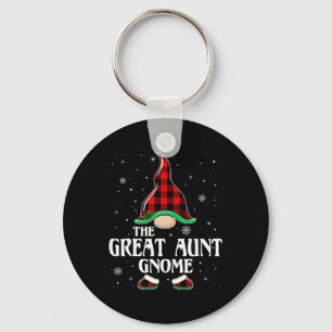 Great Aunt Gnome Buffalo Plaid Family Group Christ Keychain