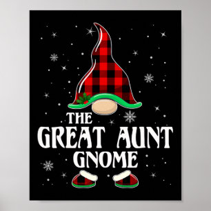 Great Aunt Gnome Buffalo Plaid Family Group Christ Poster