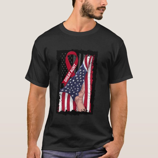 Great Aunt Multiple Myeloma Awareness Ribbon Ameri T-Shirt (Front)