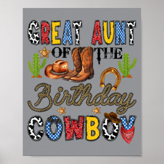 Great Aunt Of The Birthday Cowboy Western Birthday Poster