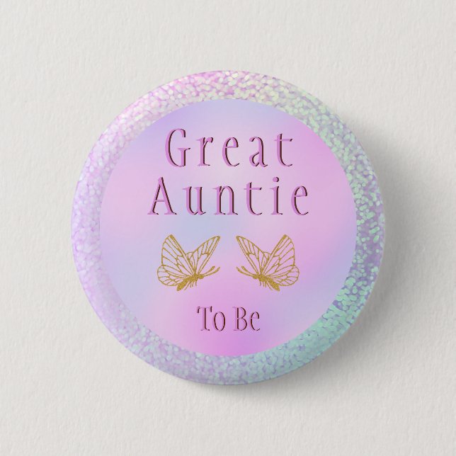 Great Auntie To Be Pink Gold Girl Baby Shower 2 Inch Round Button (Front)