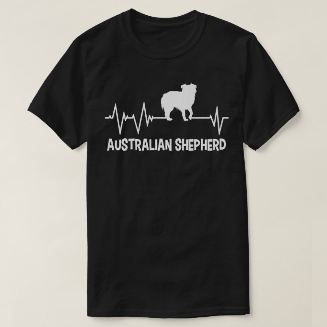 Great Australian Shepherd Heartbeat Design Aussie  T-Shirt (Design Front)
