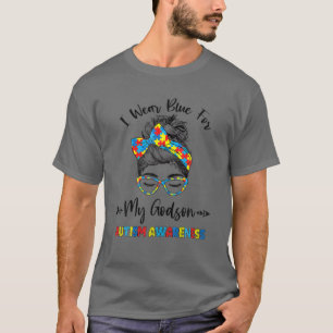 Great Autism Messy Bun Autism Puzzle Mom Grandma A T-Shirt