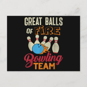 Great Balls Fire Bowling Team Shirt Funny Vintage Holiday Postcard