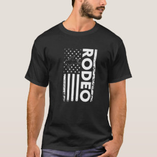 Great Bareback Bronc Riding USA Flag Design Rodeo T-Shirt