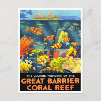 Great Barrier Coral Reef Australia vintage travel Postcard