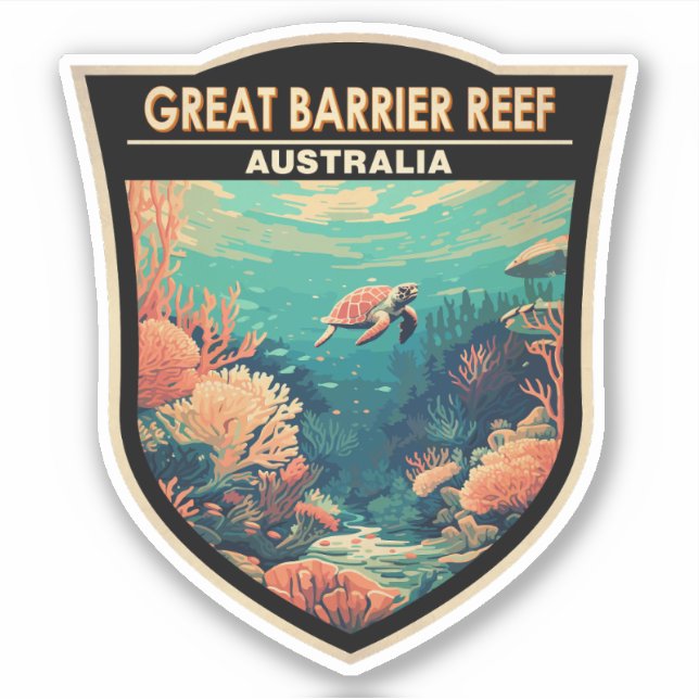 Great Barrier Reef Australia Travel Art Vintage (Front)