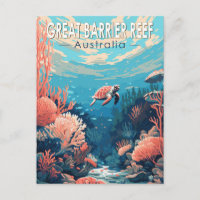 Great Barrier Reef Australia Travel Art Vintage