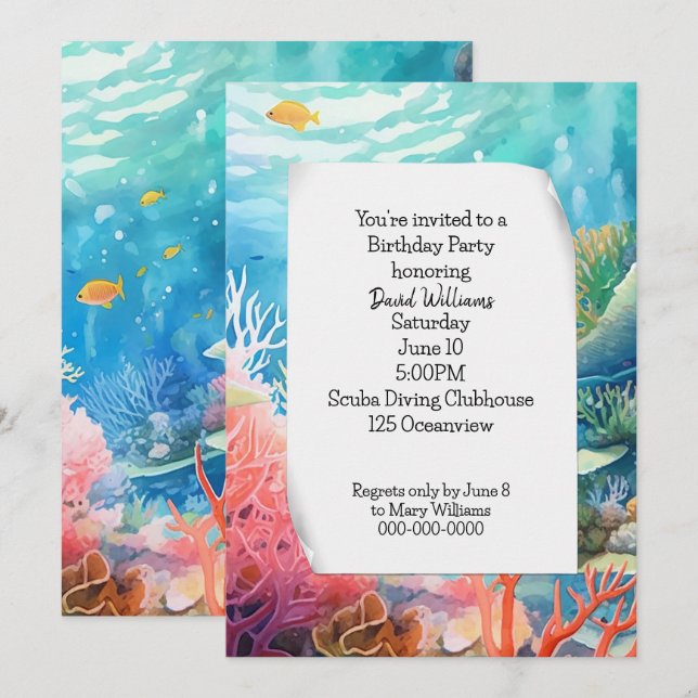 Great Barrier Reef Birthday Party Invitation (Front/Back)