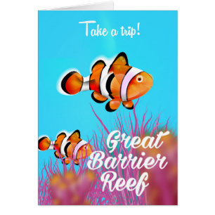 Great Barrier reef Clown fish cartoon poster