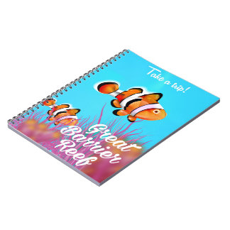 Great Barrier reef Clown fish cartoon poster Notebook