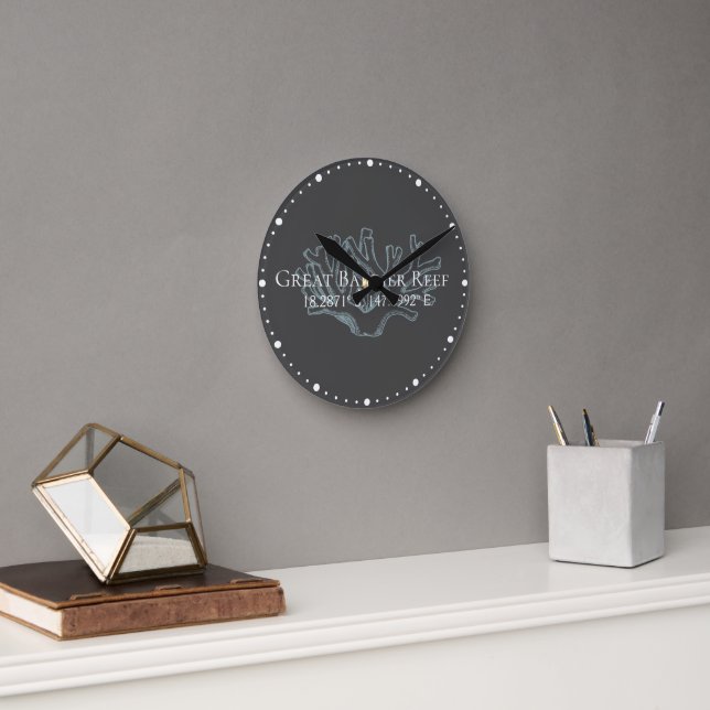 Great Barrier Reef Latitude  Longitude  Round Clock (Office)