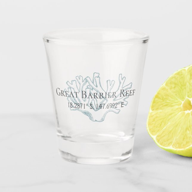 Great Barrier Reef Latitude  Longitude  Shot Glass (Front)