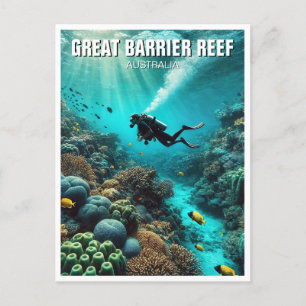 Great Barrier Reef Scuba Diver Postcard