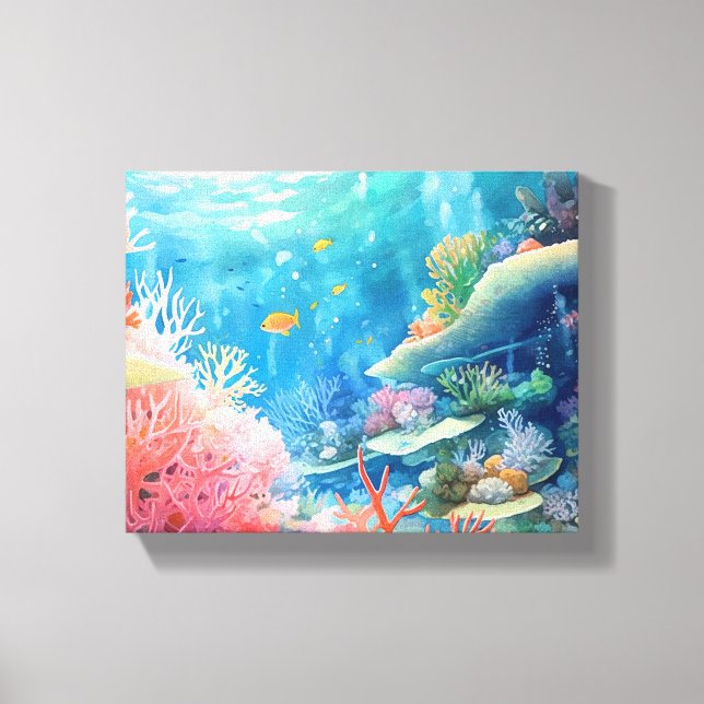 Great Barrier Reef Watercolor Canvas Print (Front)