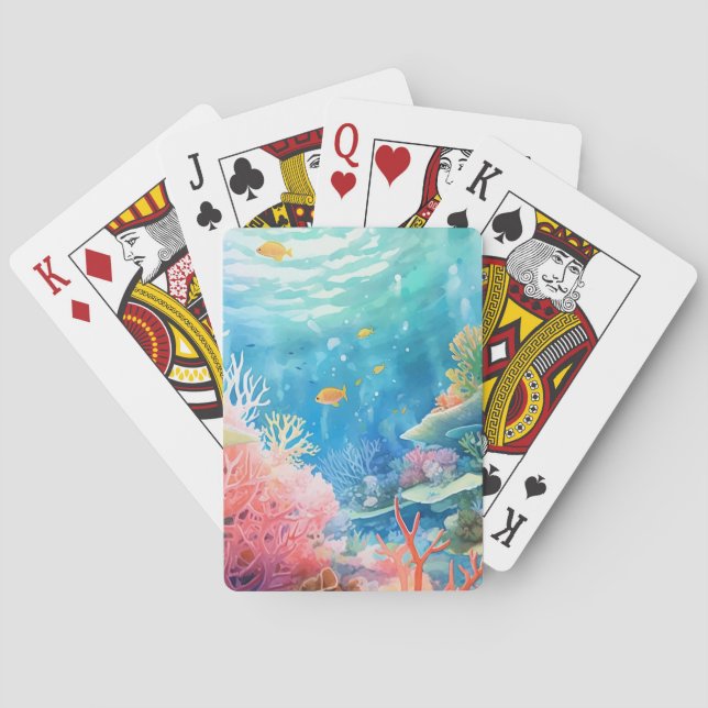 Great Barrier Reef Watercolor Playing Cards (Back)