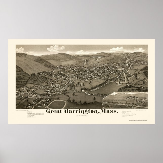 Great Barrington, MA Panoramic Map - 1884 Poster (Front)