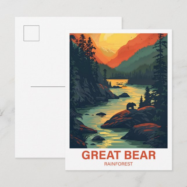 Great Bear Rainforest Canada Illustration Travel Postcard (Front/Back)