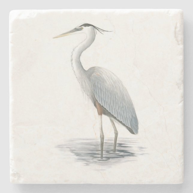 Great Blue Heron Art Stone Coaster (Front)