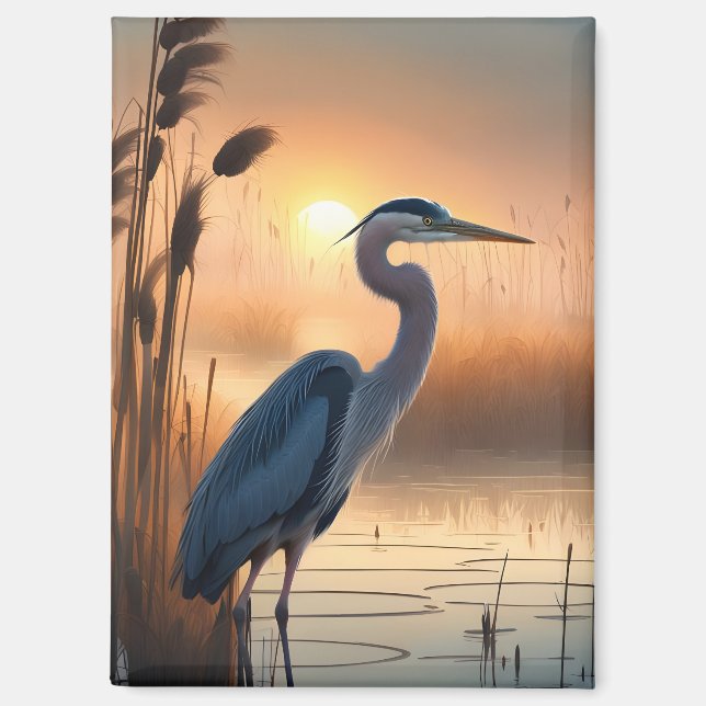 Great Blue Heron at Sunrise Magnet (Front)