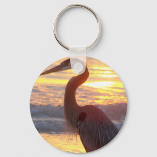 Great Blue Heron at Sunset Keychain