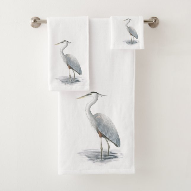 Great Blue Heron Bath Towel Set (Insitu)