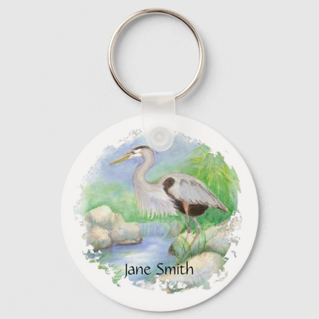 Great Blue Heron Bird Nature Keychain (Front)