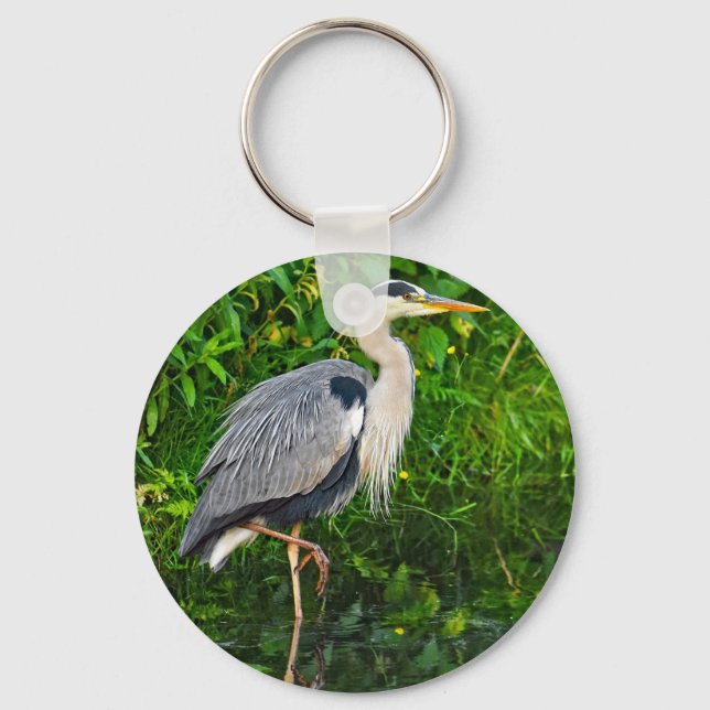 Great Blue Heron Bird Wildlife Photo Keychain (Front)